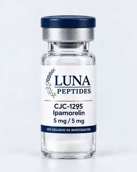 Vial de CJC-1295 (sin DAC) + Ipamorelina 5 mg / 5 mg, Luna Peptides